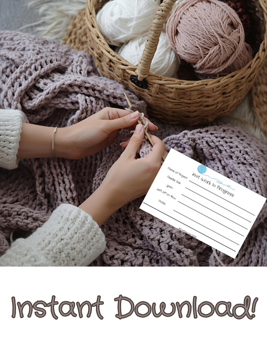 Knit and Crochet Work In Progress Sheets