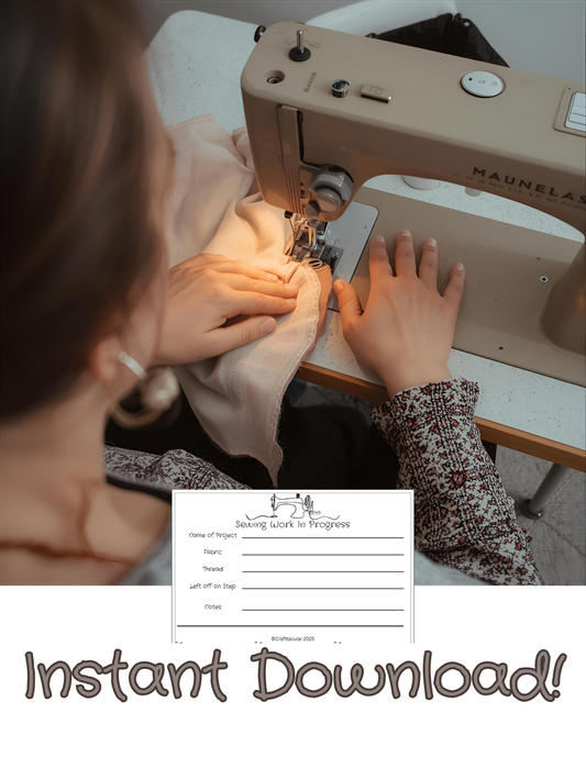 Sewing Work In Progress Sheets